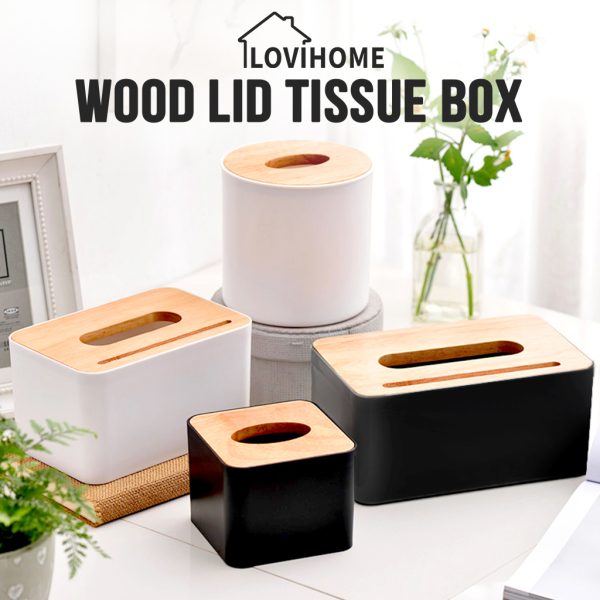 wood lid tissue box